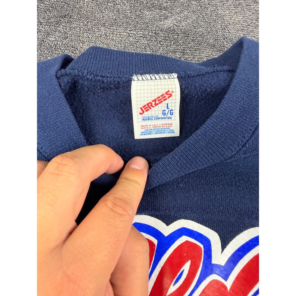 Vintage Jerzees Bulldogs Graphic Sweatshirt Navy Blue Crewneck Mens Large USA - Picture 2 of 6